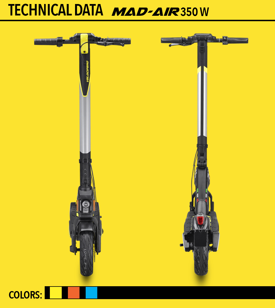 MAD AIR cover MAD AIR 350w electric kick scooter velocifero emobility