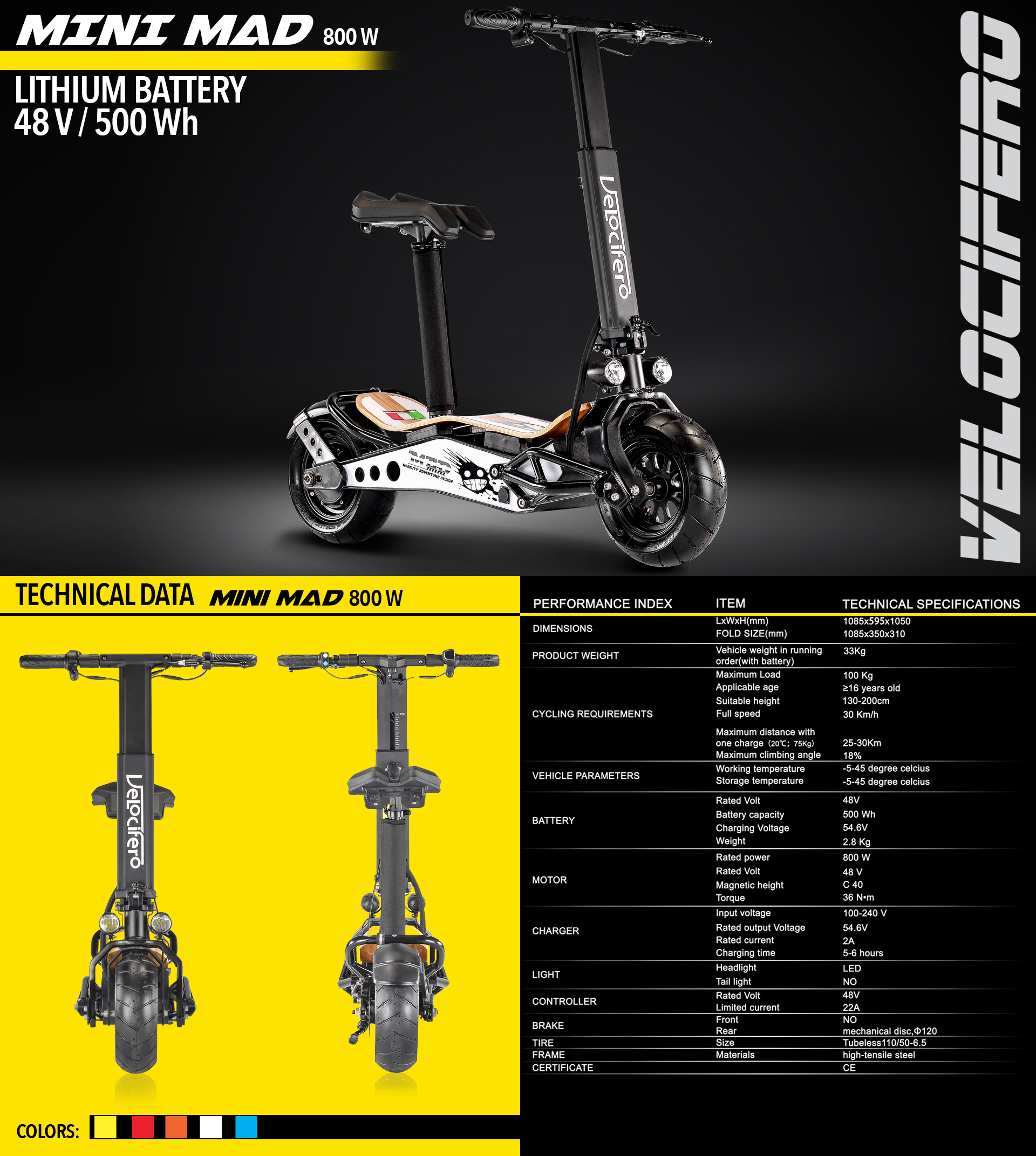 MINIMAD 800 W Velocifero moto elettrica