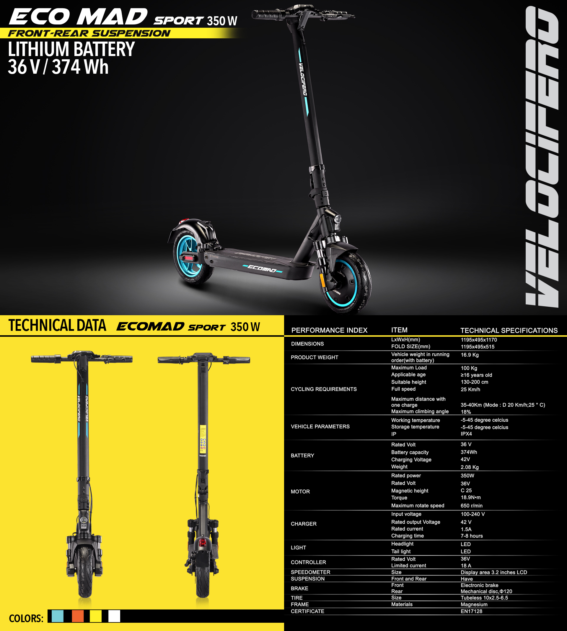 Eco Mad Sport 350w electric kick scooter velocifero emobility alessandro tartarini designer