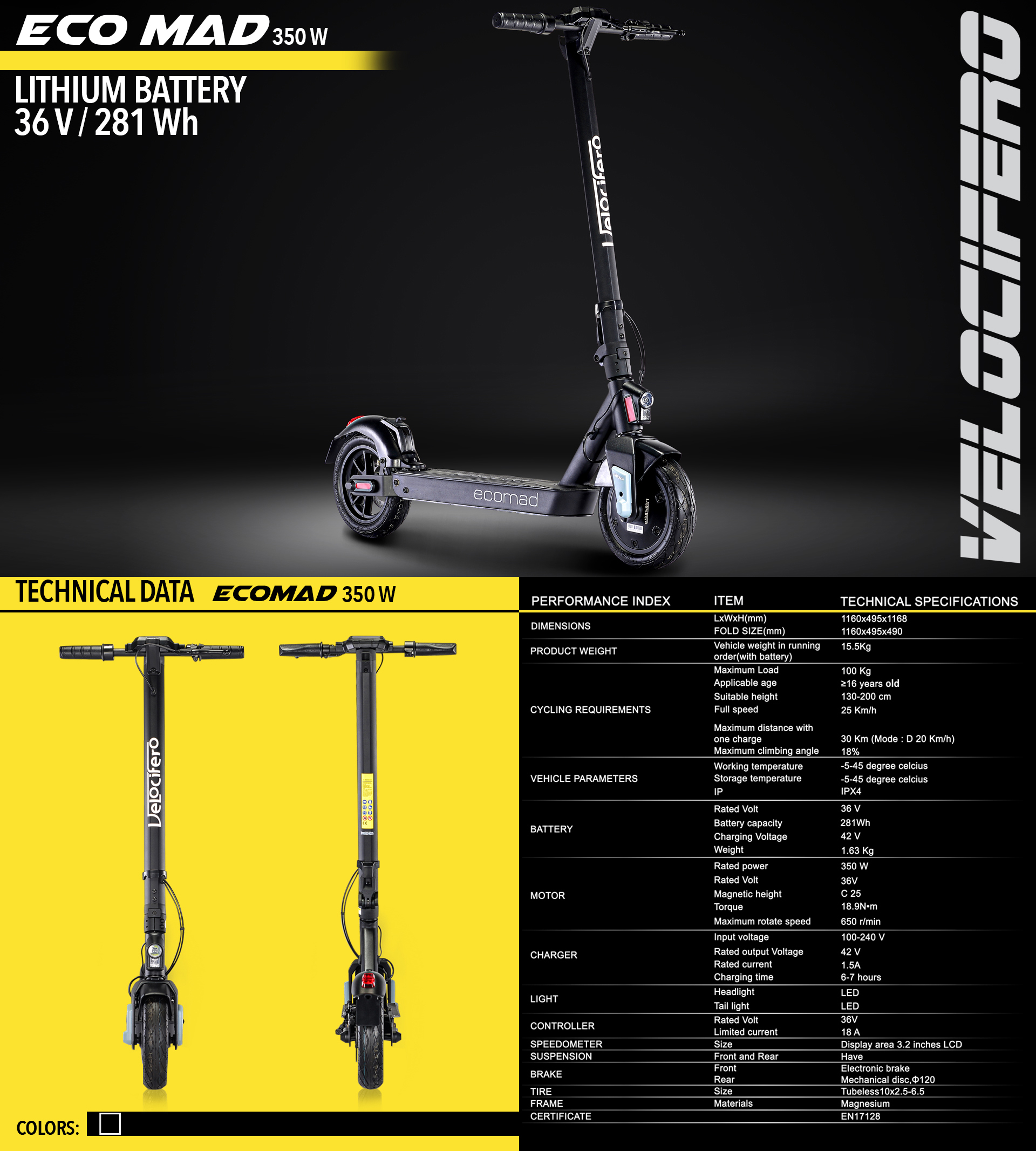 Eco Mad 350w electric kick scooter velocifero emobility alessandro tartarini designer
