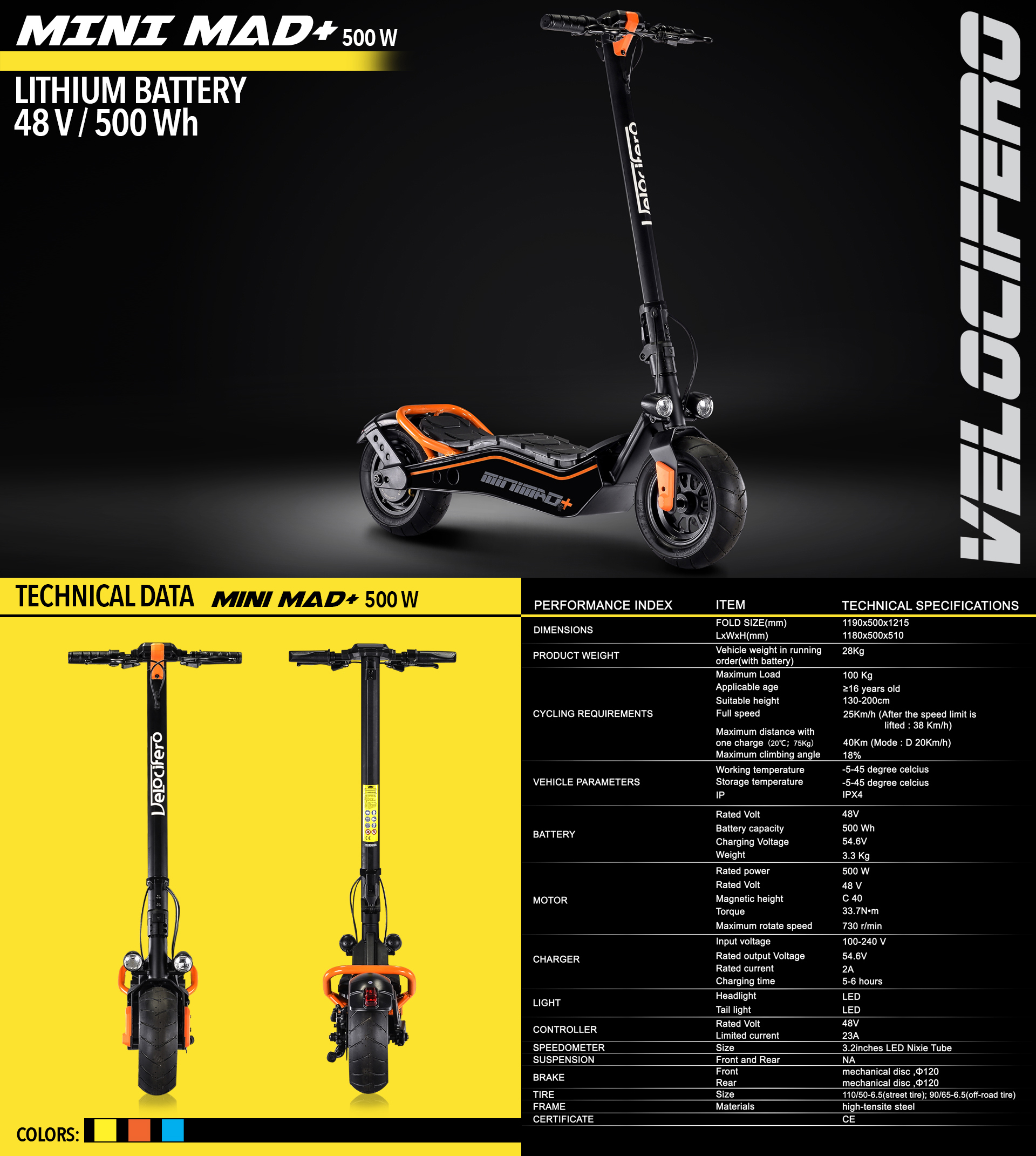 mini mad+ 500w electric kick scooter velocifero emobility