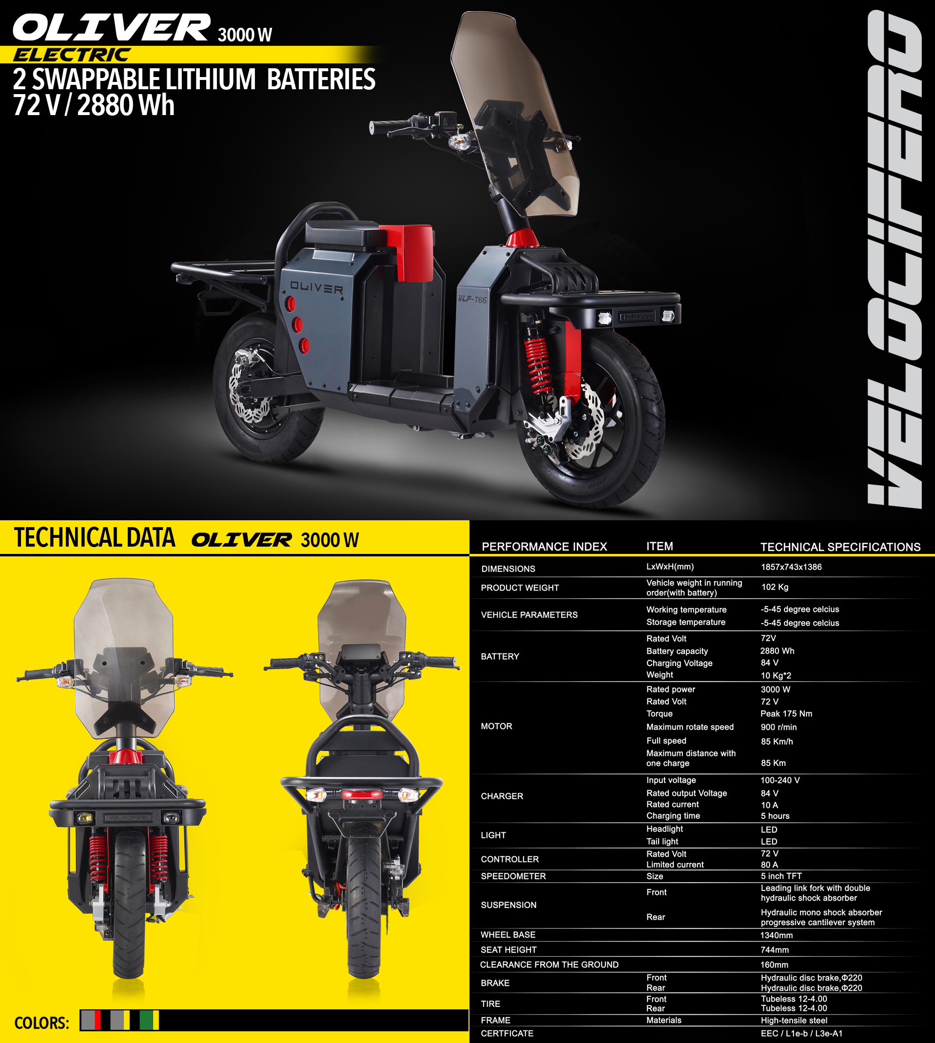 Oliver elettric scooter delivery cargo tartarini design
