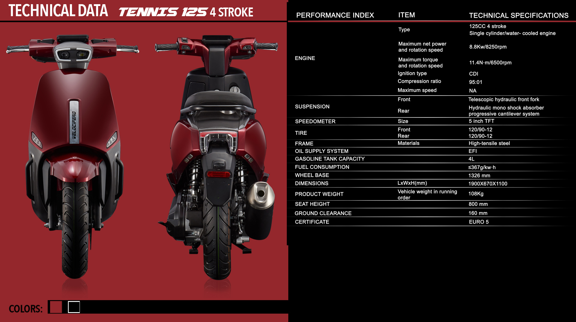 tennis scooter 125 velocifero benzina tartarini design