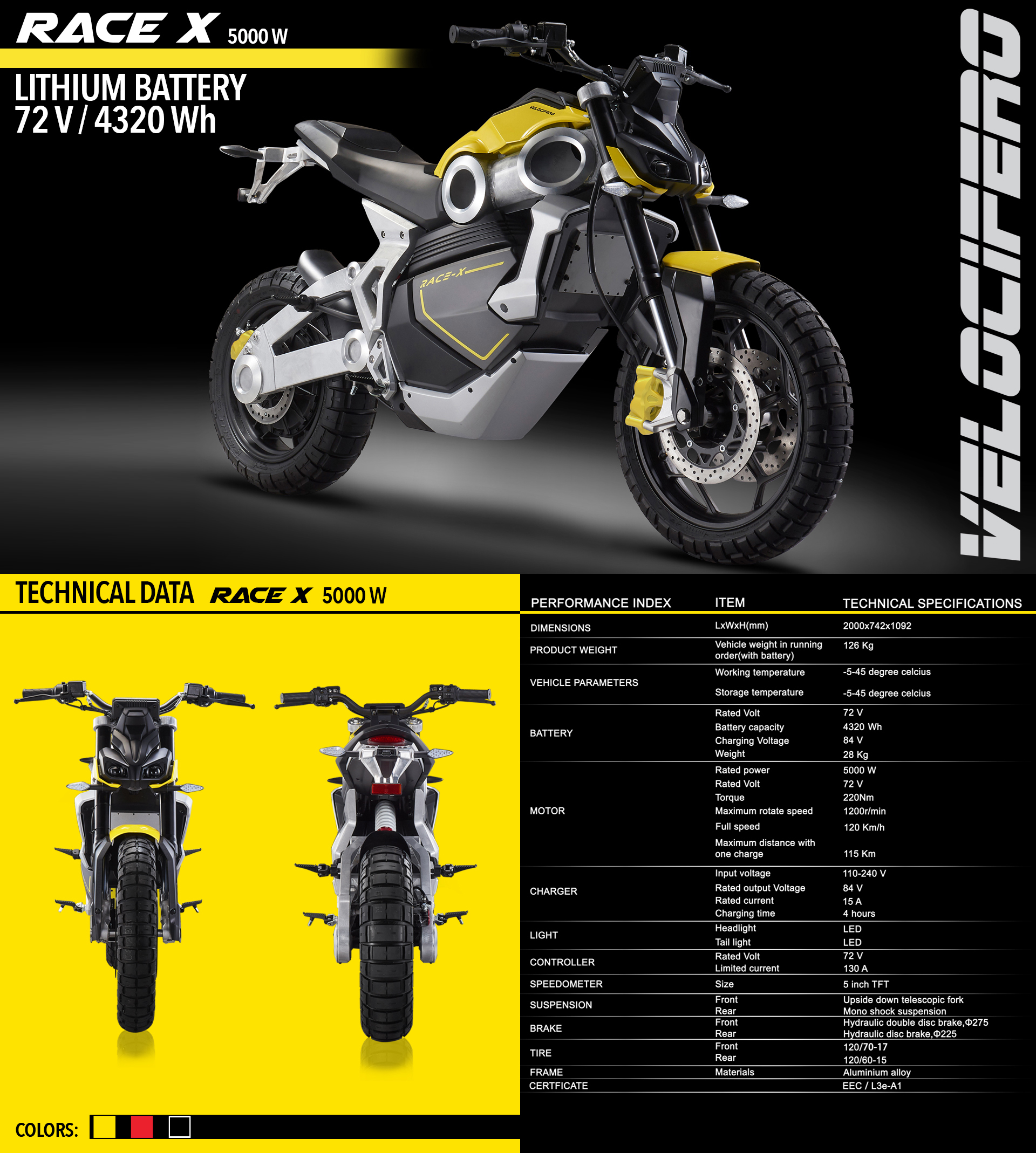 RACE X Velocifero electric motorcycle